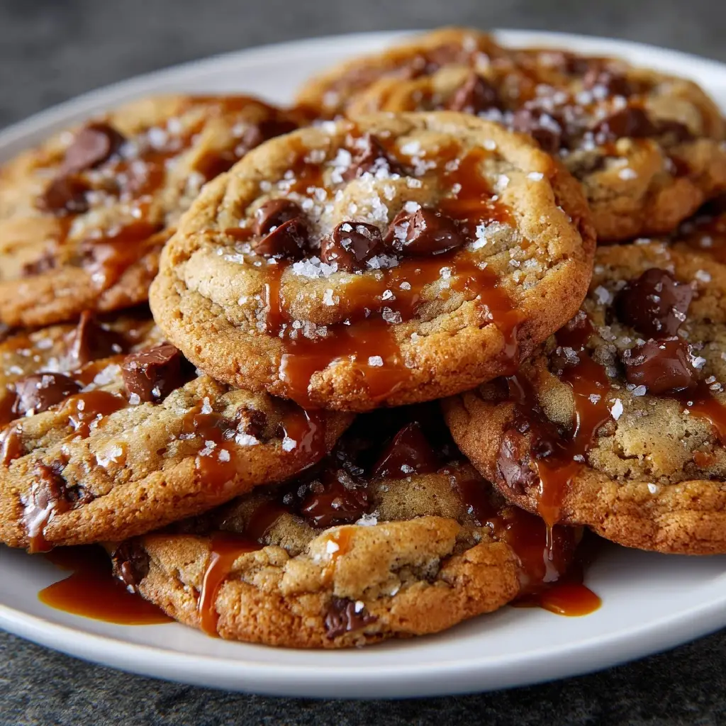 Salted caramel chocolate chip cookies that melt in your mouth!