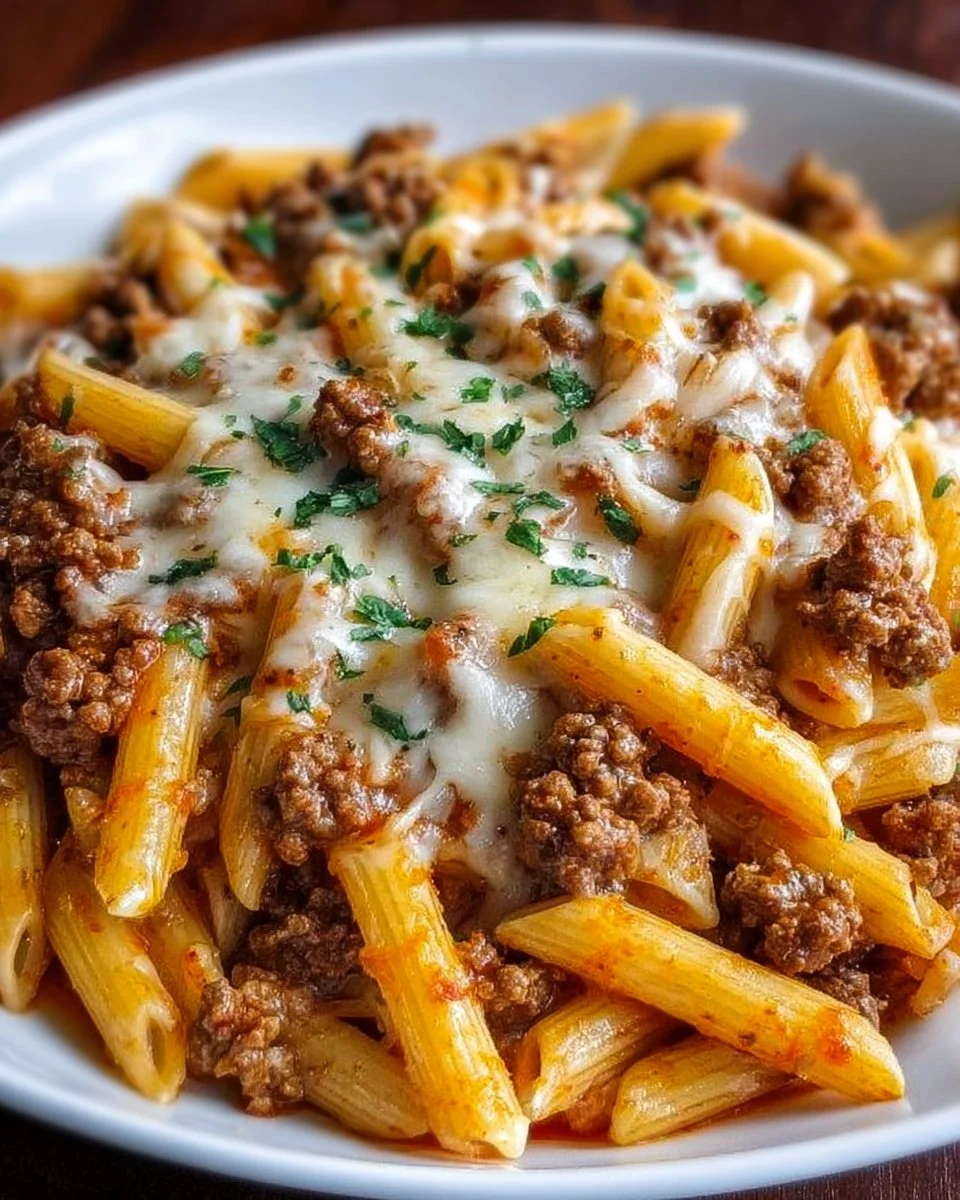 Cheesy Penne with Ground Beef