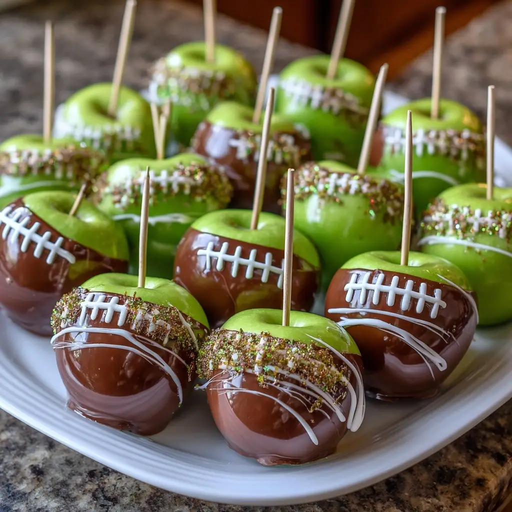 Candy-Coated Apple Footballs: A Sweet Game Day Treat!