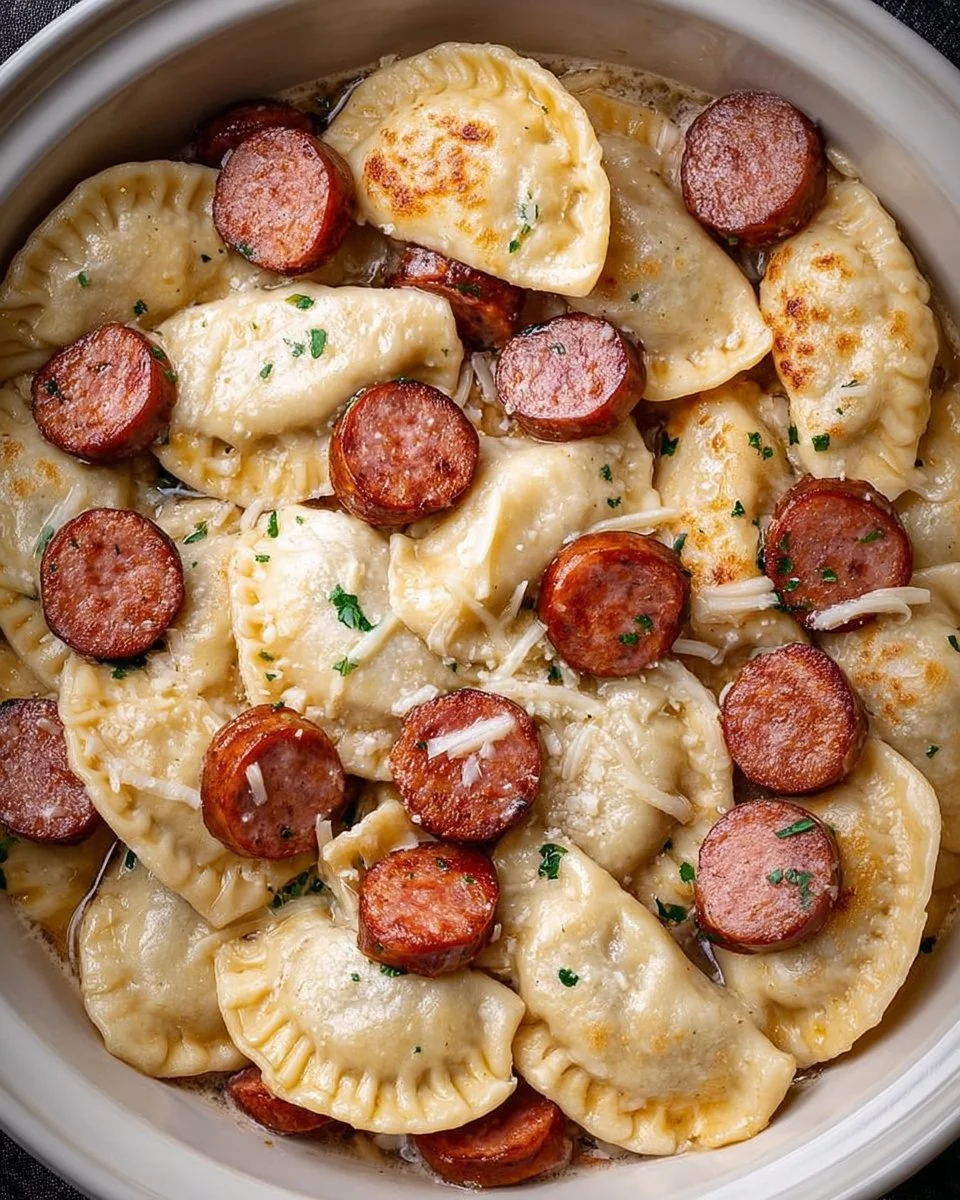 Dump frozen pierogies and sausage in the crock with broth, and get a casserole so delicious it’s pure comfort food.
