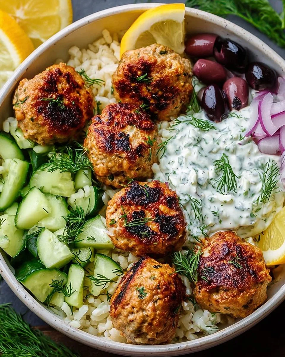 Mediterranean Bowl With Turkey Meatballs