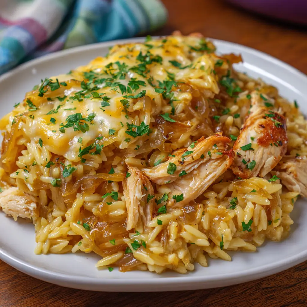 French Onion Chicken Orzo Casserole: A Comforting Delight!
