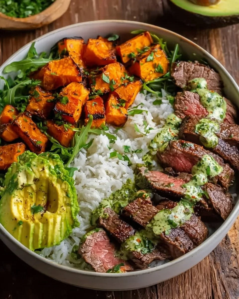 Steak and Sweet Potato Bowls with Avocado