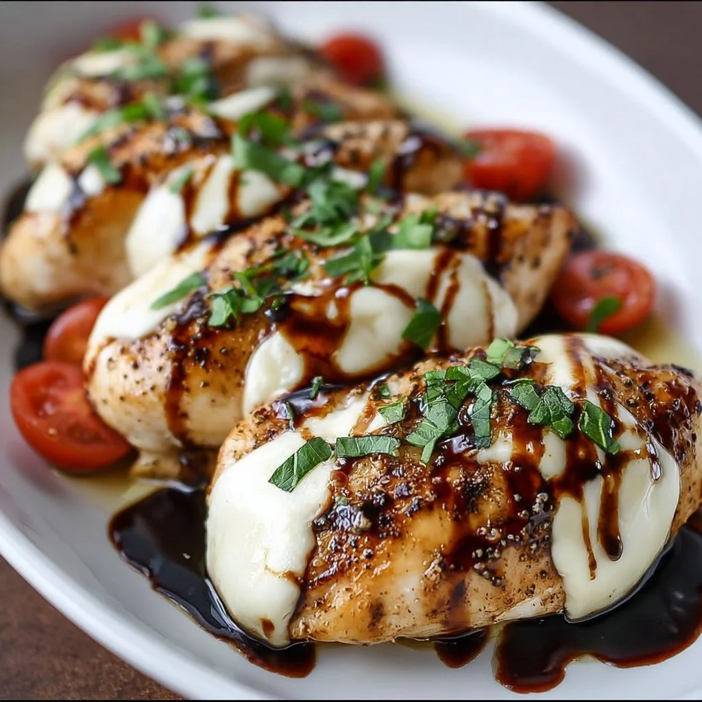 Balsamic Baked Chicken Breast with Mozzarella Cheese