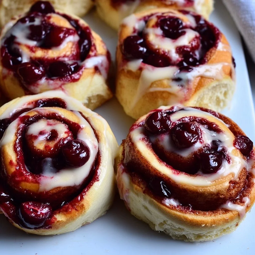 Cherry Cinnamon Rolls with Homemade Filling