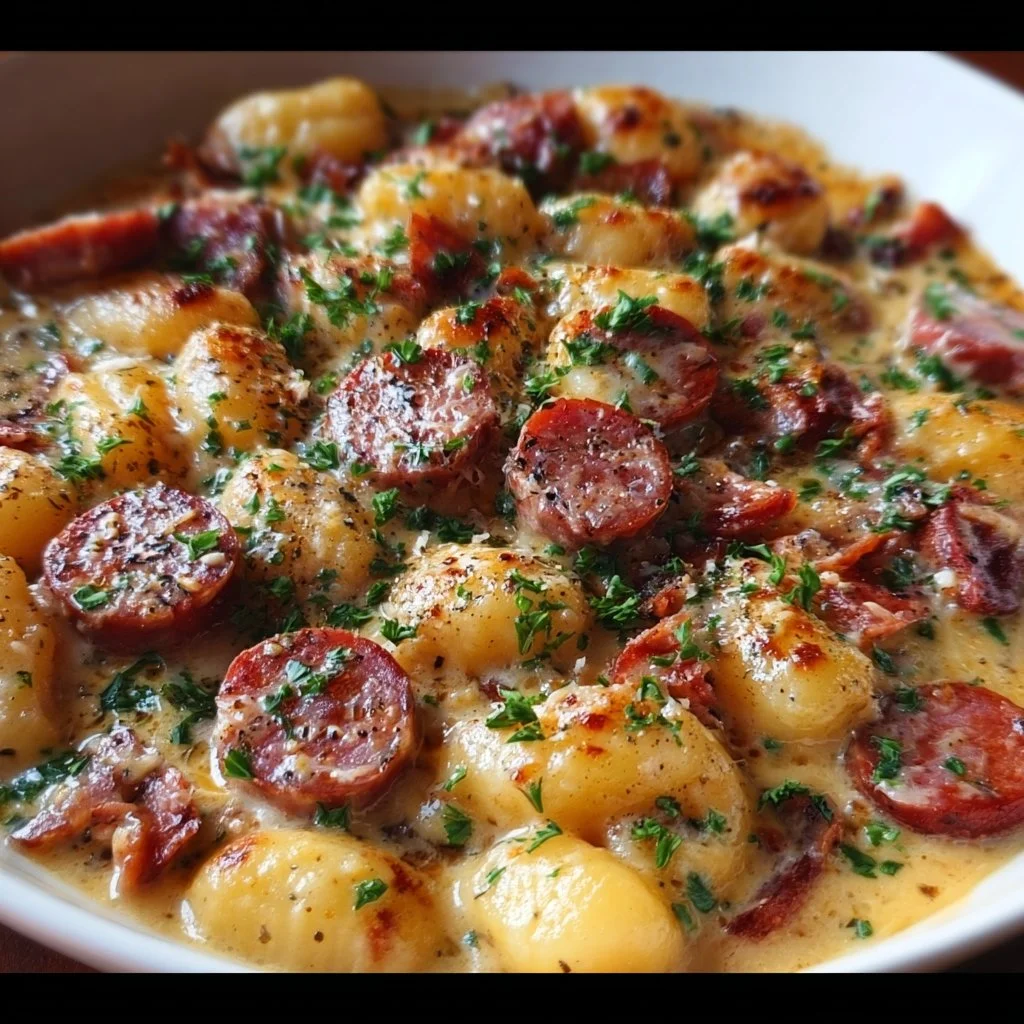Creamy Kielbasa Gnocchi Skillet