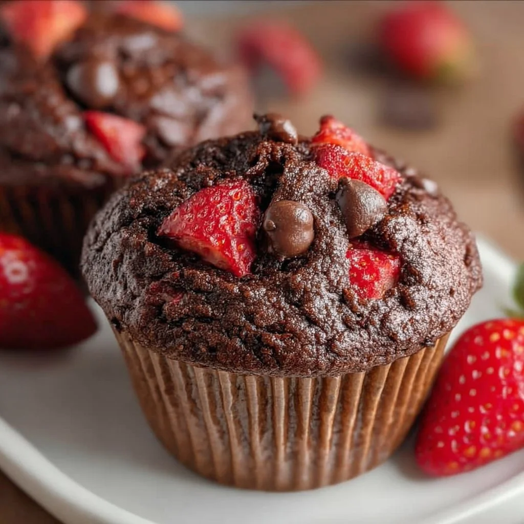Double Chocolate Strawberry Muffins