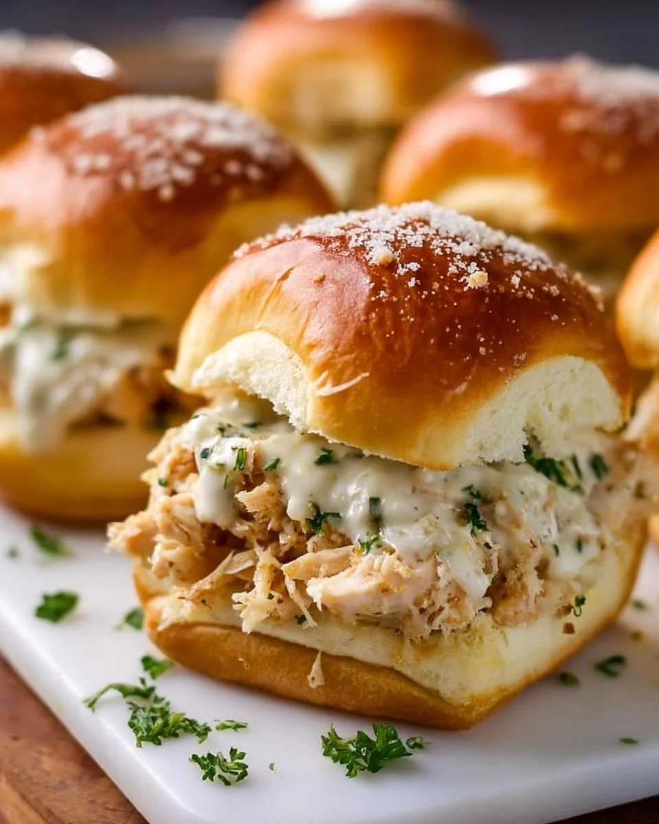 Garlic Parmesan Chicken Sliders on Hawaiian Rolls
