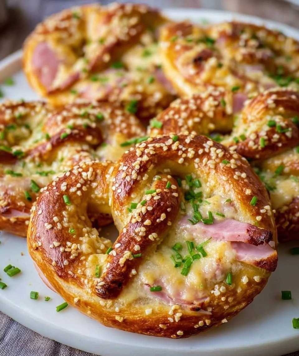 Baked Pretzels with Ham and Cheese