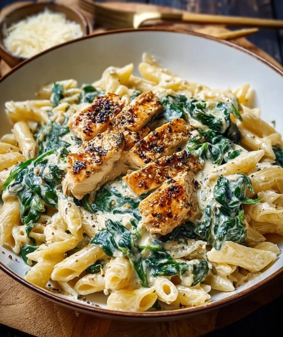 Cream Cheese Spinach Chicken Pasta