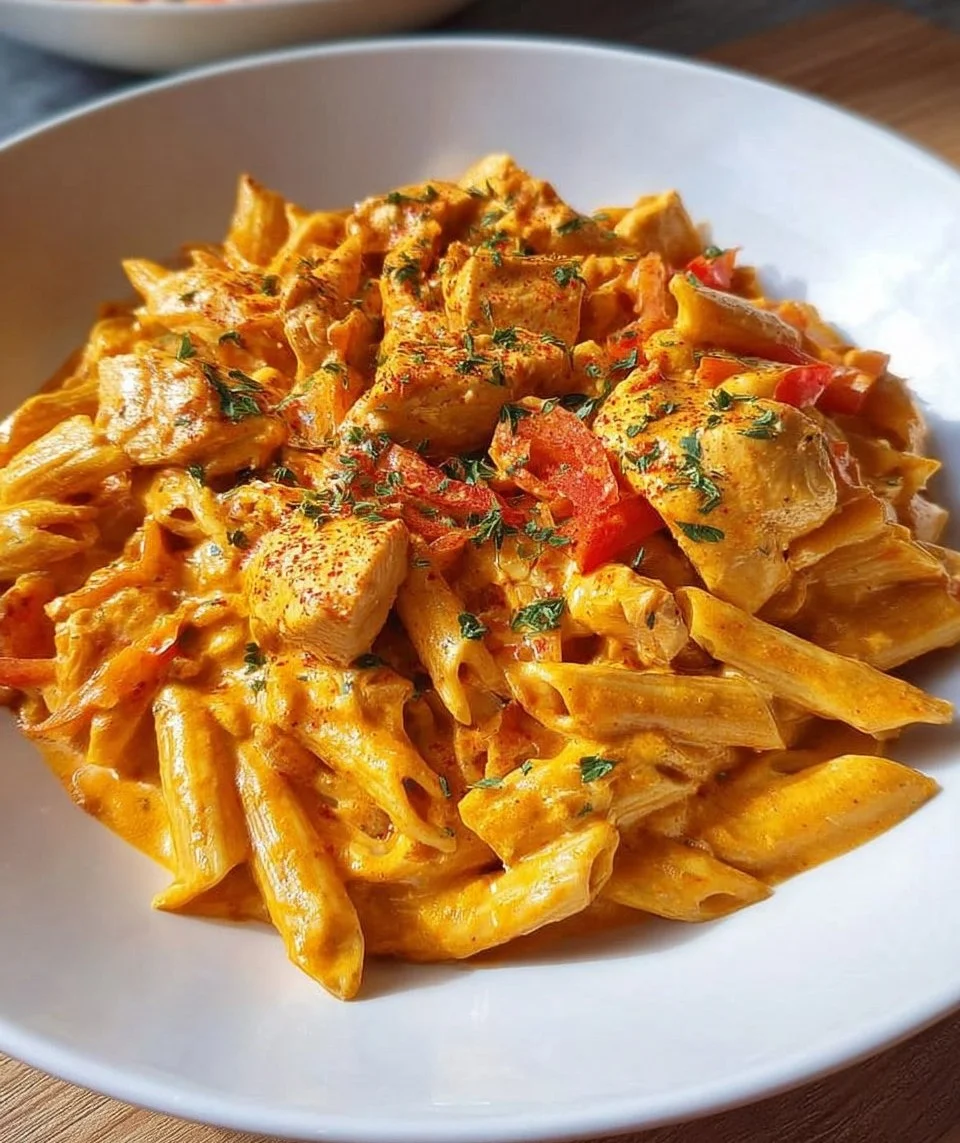 Pasta with Chicken in Creamy Pepper Sauce