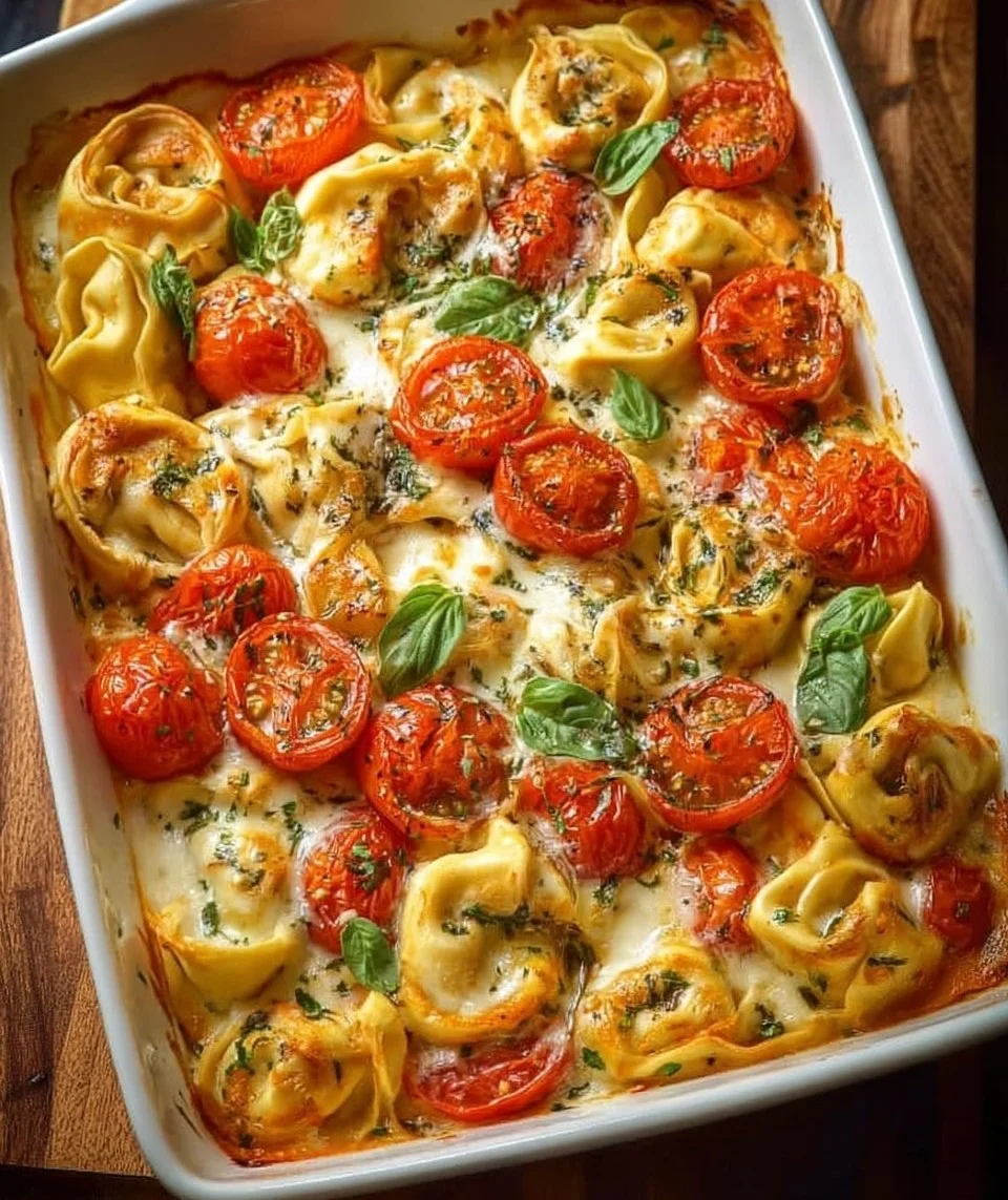 Tortellini Casserole with Tomatoes and Mozzarella