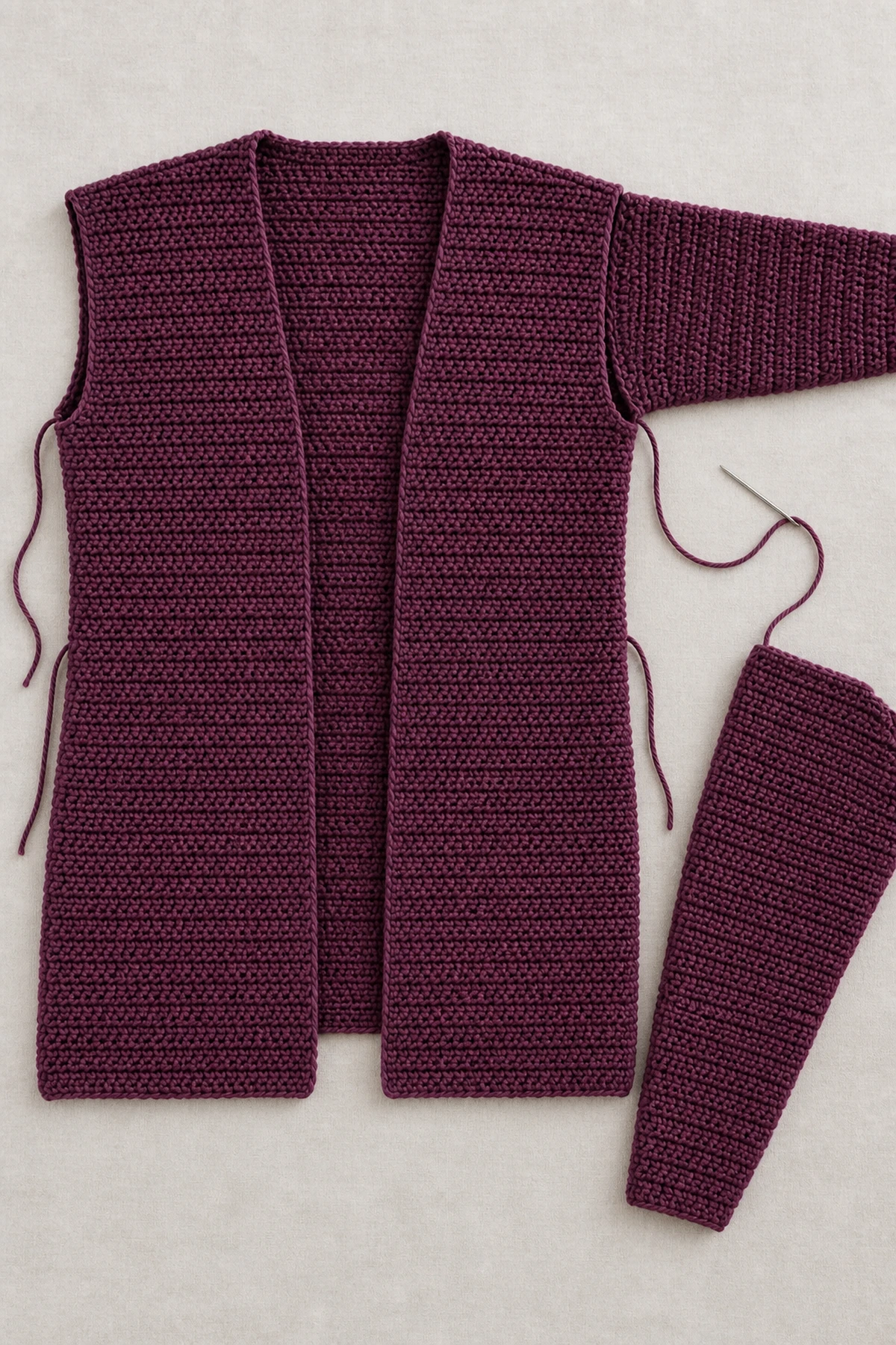 Women's Crochet Black Cat Cardigan - progress-02