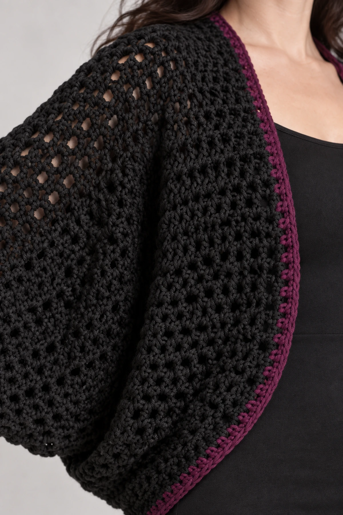 Women's Gothic Crochet Batwing Shrug - detail