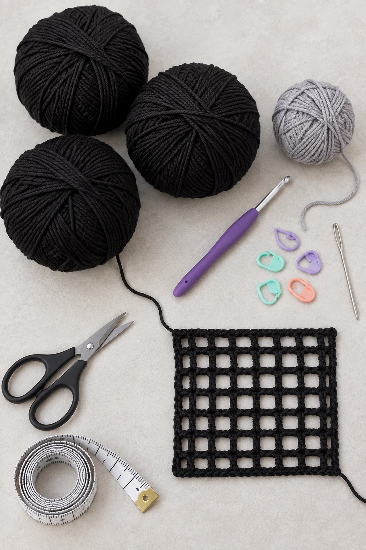 Women's Halloween Crochet Spiderweb Top Outfit - materials